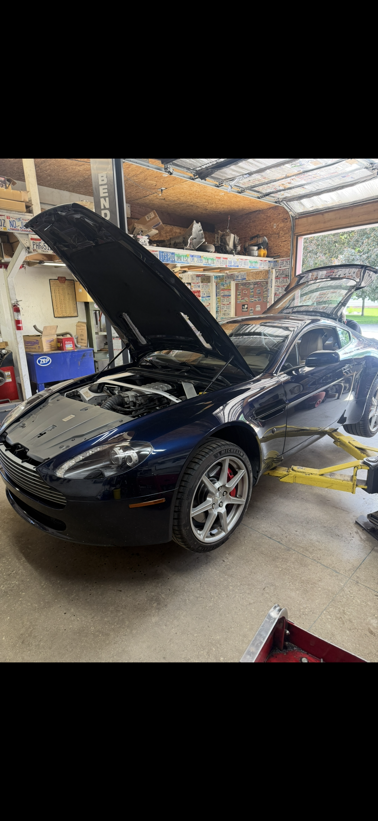Aston Martin Vantage in the shop