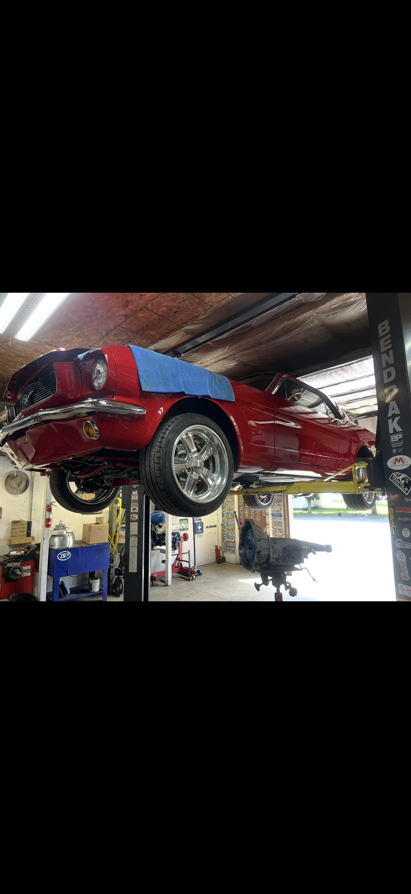 Classic Mustang on the lift